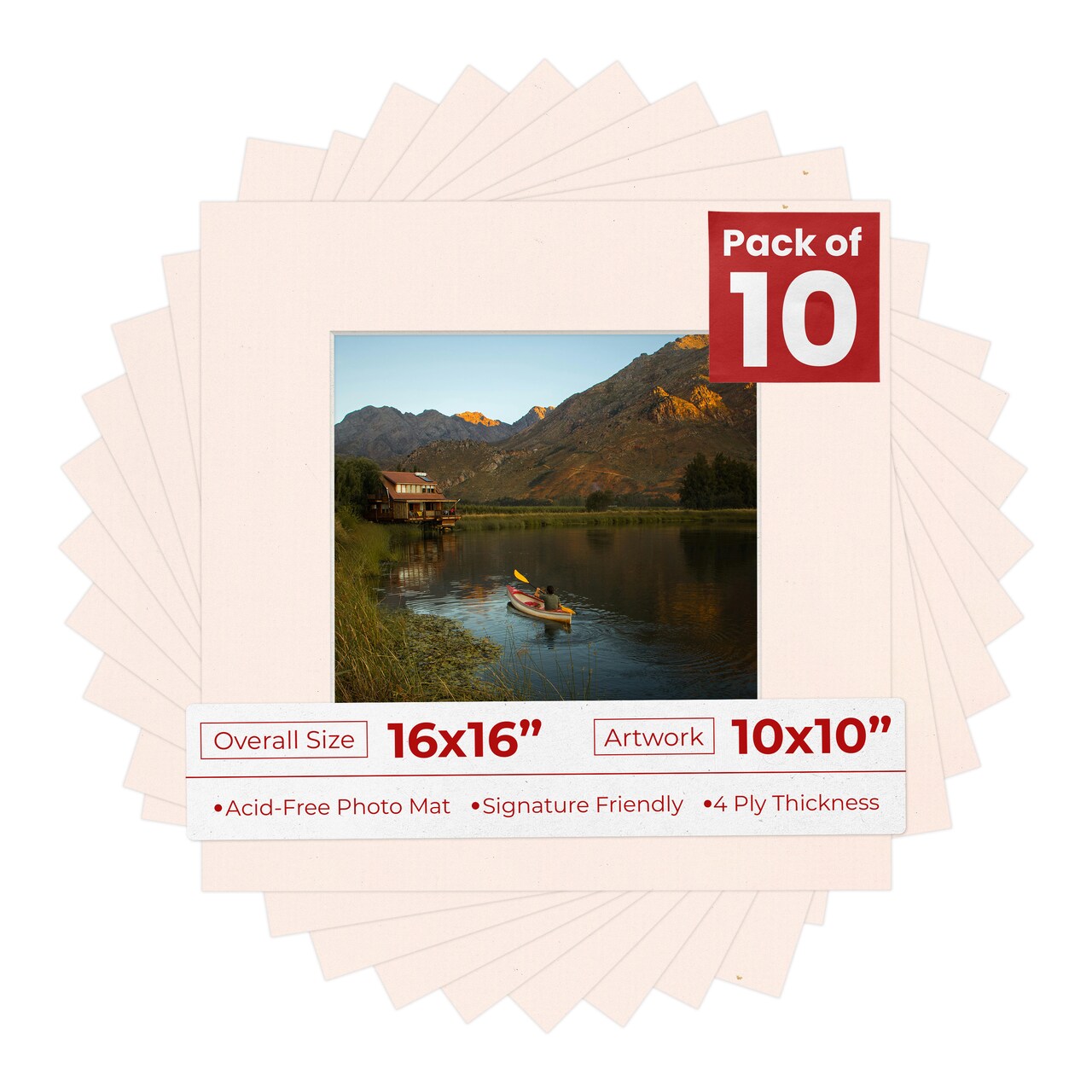 Oyster Bay Beige Mat Board for 16x16 Frames - Fits 10x10 Photos